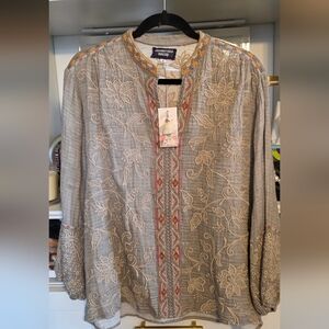 Johnny Was Embroidered Tunic Blouse M NWT